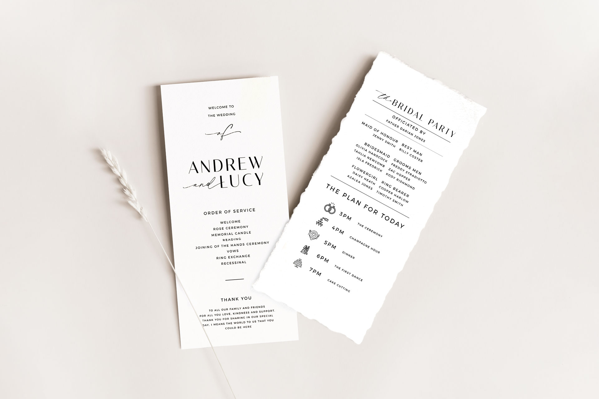 Wedding Flat Full Colour Name Place Cards, Evite You Nationwide UK.